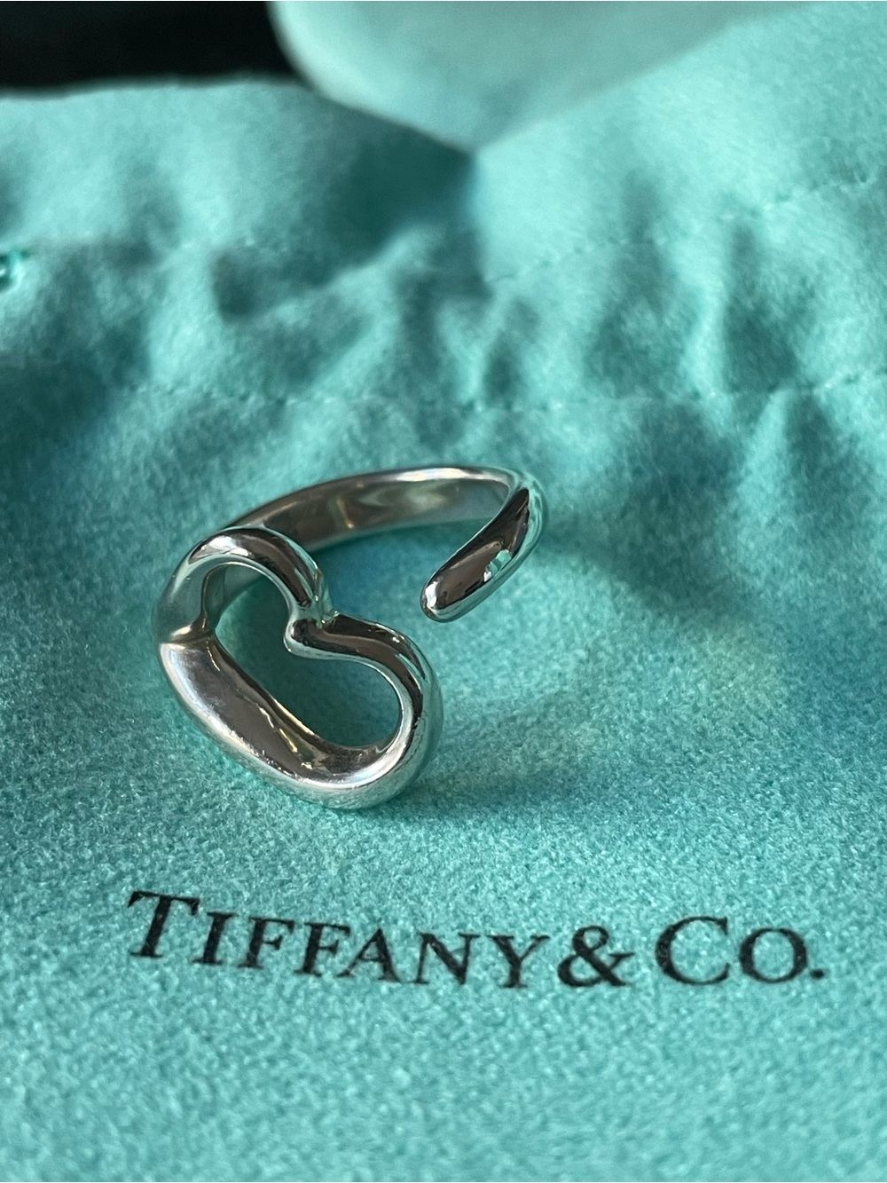 Tiffany & Co. Sterling Silver Elsa Peretti Open Heart Ring